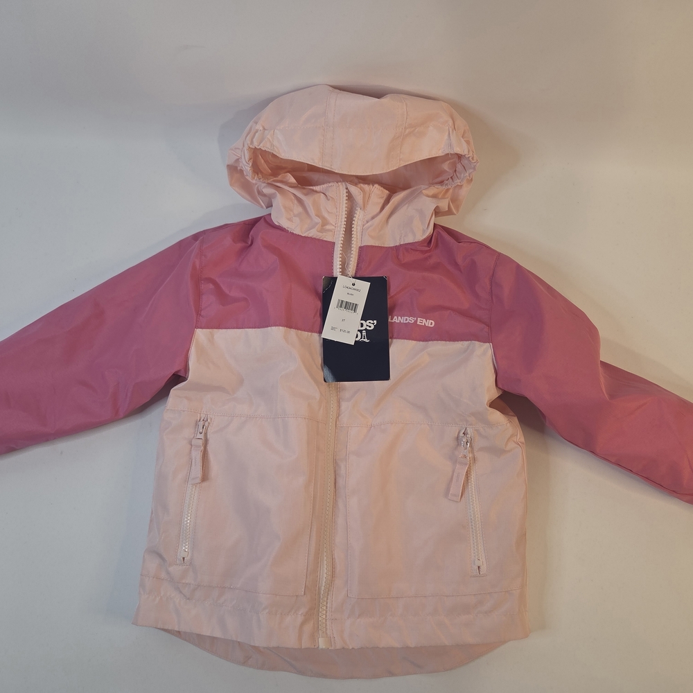 Lands' End Girls' 3- In-1 Pink Hooded Rain Jacket/ Fleece/ Winter Coat. BNWT